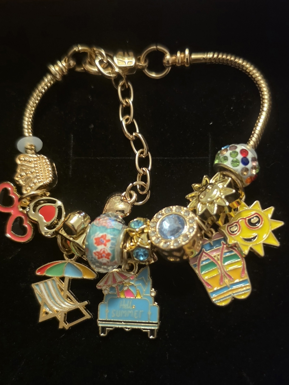 Gold-Tone Summer Charm Bracelet - Yellow, Blue & Multicolor